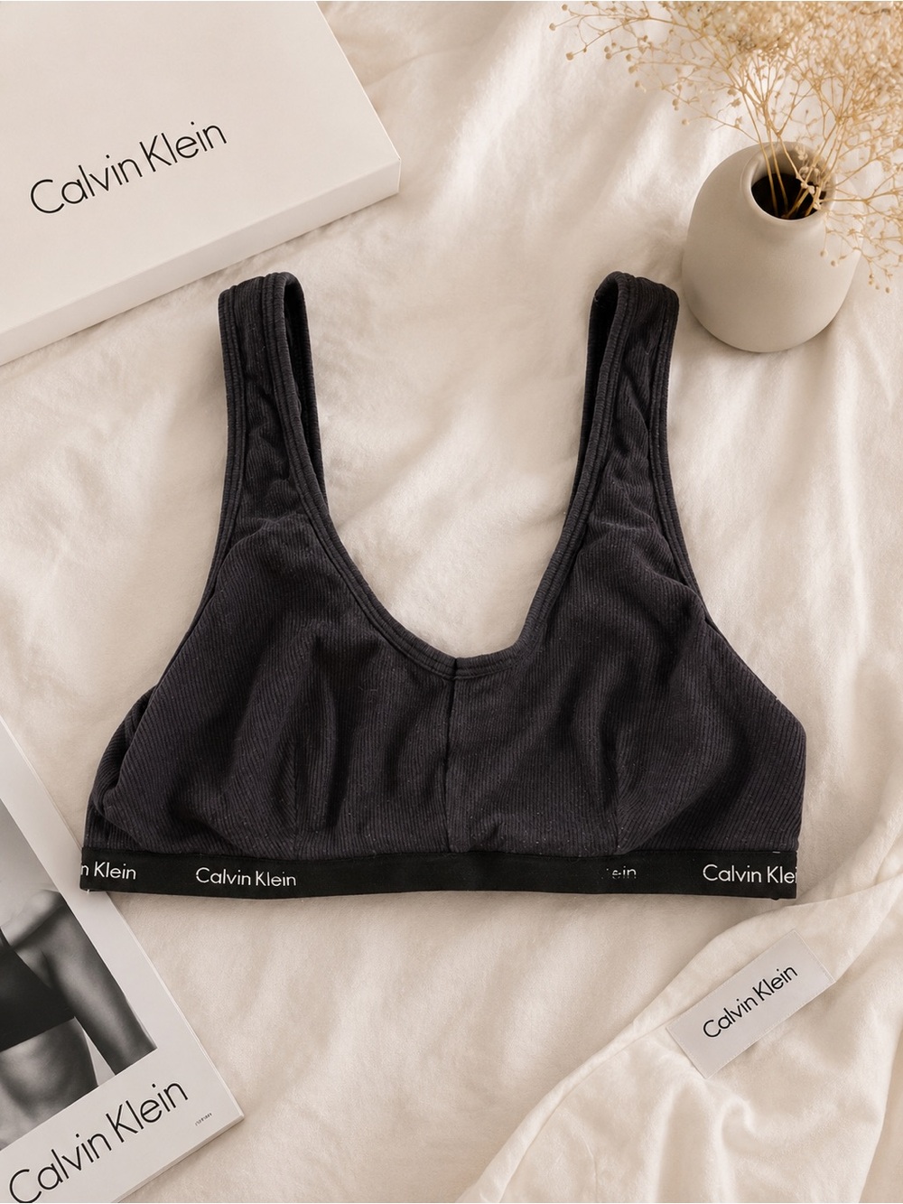 calvin klein ribbed bra size small – black